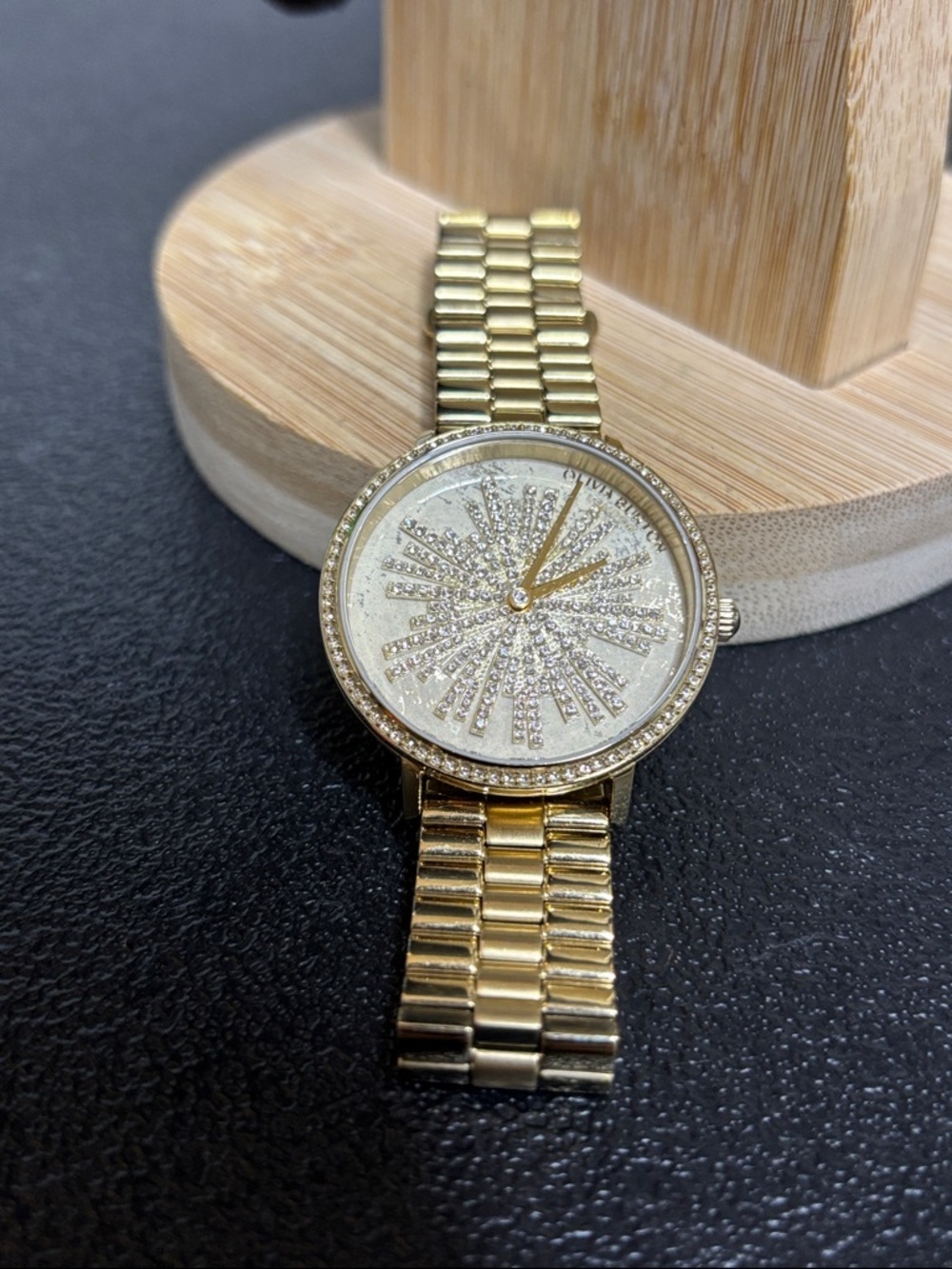 Olivia Burton Ice Burst Gold-Tone Stainless Steel Bracelet Watch 35mm Working